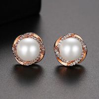 Stud Earrings Fashion New Women&#39;s Pearl Copper Zirconium Stud Earrings S925 Silver Earrings sku image 2