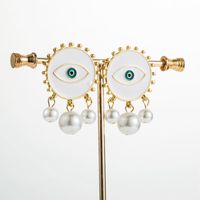 Earrings New Gold-plated Demon Eye Earrings Fashion Pearl Earrings For Women sku image 2