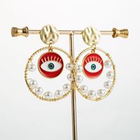 Pendientes Nuevos Pendientes De Ojo De Demonio Chapados En Oro Pendientes De Perlas De Moda Para Mujeres sku image 1