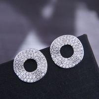 925 Silver Needle Korean Fashion Copper Micro-inlaid Zircon Simple Circle Personalized Earrings main image 3