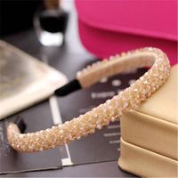 Korean Luxury Crystal Temperament Women's Handmade Beaded Woven Wide Hair Accessories Headband main image 4