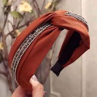 Korean Version Of The Simple New Cross Knotted Diamond Wide Side Wide Headband Headband Headband Buckle Women's Headband main image 3