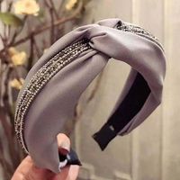 Korean Version Of The Simple New Cross Knotted Diamond Wide Side Wide Headband Headband Headband Buckle Women's Headband main image 5