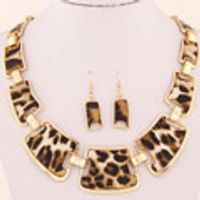 Europäische Und Amerikanische Mode Metall Leopard Vielseitig Geometrische Temperament Übertrieben Kragen Halskette Ohrringe Set main image 2