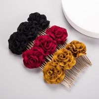 Croix-frontière Fournir Rose Tissu Cheveux Peigne De Cheveux De Mariée Accessoires Solide Couleur Cheveux Peigne Cheveux Prise Femelle Européenne Et Américain Élégant Coiffe Gros main image 4