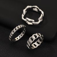 New Retro Punk Style Ring Silver Thick Chain Ring 3 Piece Set main image 1