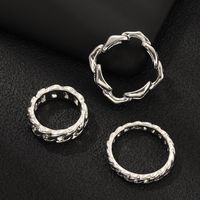 New Retro Punk Style Ring Silver Thick Chain Ring 3 Piece Set main image 3