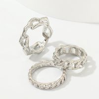 New Retro Punk Style Ring Silver Thick Chain Ring 3 Piece Set main image 5
