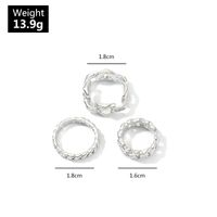 New Retro Punk Style Ring Silver Thick Chain Ring 3 Piece Set main image 6