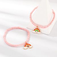 New Creative Pink Rice Beads Bracelet Temperament Alloy Rainbow Pendant Bracelet main image 3