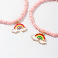 New Creative Pink Rice Beads Bracelet Temperament Alloy Rainbow Pendant Bracelet main image 5