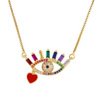 Necklace Colored Zircon Drop Oil Full Of Diamonds Eyes Love Pendant main image 4