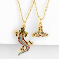 Fishtail Necklace Women&#39;s Simple Inlay Diamond Mermaid Pendant Clavicle Chain Sweater Chain main image 1