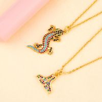 Fishtail Necklace Women&#39;s Simple Inlay Diamond Mermaid Pendant Clavicle Chain Sweater Chain main image 6