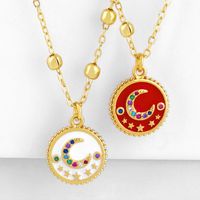 2019 Collar Mujer Drop Oil Moon Star Diamond Colgante Suéter Cadena Al Por Mayor De Moda main image 1