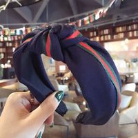 Korean Version Of The Simple Solid Color Stitching Stripe With A Knotted Knot In The Middle Of The Wide-brimmed Headband sku image 4