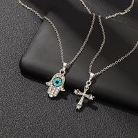 Creative Simple Cross Necklace Retro Eyes Studded With Diamond Pendant Wholesales Fashion sku image 1