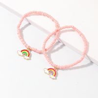 New Creative Pink Rice Beads Bracelet Temperament Alloy Rainbow Pendant Bracelet sku image 1