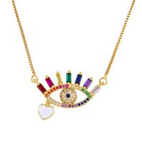 Necklace Colored Zircon Drop Oil Full Of Diamonds Eyes Love Pendant sku image 2