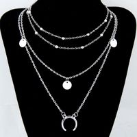 Fashion Metal Wild Moon Pendant Multi-layer Bead Clavicle Personality Necklace main image 5