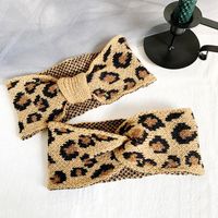 Korea's New Retro Knitted Wool Woven Leopard Cross Hair Band Winter Wide-brimmed Elastic Headband Headband main image 1