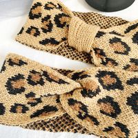 Korea's New Retro Knitted Wool Woven Leopard Cross Hair Band Winter Wide-brimmed Elastic Headband Headband main image 4