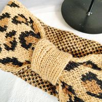 Korea's New Retro Knitted Wool Woven Leopard Cross Hair Band Winter Wide-brimmed Elastic Headband Headband main image 5