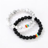 Wholesale Fashion Jewelry White Pine Lava Rock Colorful Beads Bracelet Elastic Bracelet Set main image 4