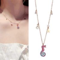 High Quality: European And American Fashion Exquisite Titanium Steel Rose Gold Sweet Ol Bright Dwarf Seahorse Female Personality Necklace main image 3