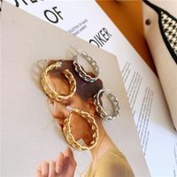 Cutout Chain Link Chain C-shaped Circle Earrings Wholesale Fashion Jewelry main image 3