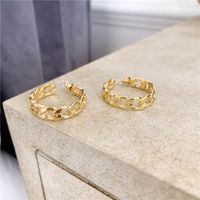 Cutout Chain Link Chain C-shaped Circle Earrings Wholesale Fashion Jewelry main image 6