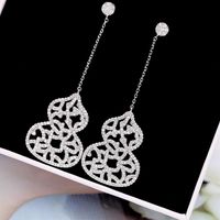 Earrings Large Gourd Long Silver Needle Earrings Lace Hollow Earrings Zircon Long Earrings Wholesales  Fashion main image 6