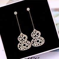 Earrings Large Gourd Long Silver Needle Earrings Lace Hollow Earrings Zircon Long Earrings Wholesales  Fashion main image 2