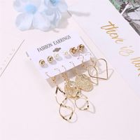 Earrings Fashion Leaves Cross Love Set Earrings 6 Pairs Cards Windmill Pearl Stud Earrings main image 5