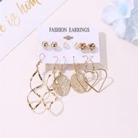 Earrings Fashion Leaves Cross Love Set Earrings 6 Pairs Cards Windmill Pearl Stud Earrings main image 6