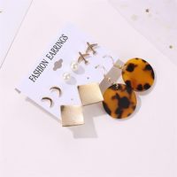 Wholesale Fashion Jewelry Round Acetate Leopard Card Earrings 5 Pairs Of Aircraft Geometric Earrings main image 5
