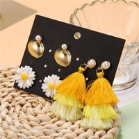 Wholesale Fashion Jewelry New Flower Yellow Tassel 3 Pair Earrings Set main image 3