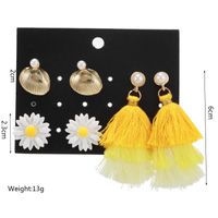 Wholesale Fashion Jewelry New Flower Yellow Tassel 3 Pair Earrings Set main image 6