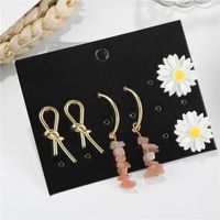 Wholesale Fashion Jewelry Geometric Gravel Flowers Openwork Bow Three Pairs Of Earrings main image 3