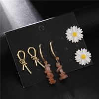 Wholesale Fashion Jewelry Geometric Gravel Flowers Openwork Bow Three Pairs Of Earrings main image 5