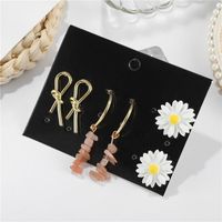 Wholesale Fashion Jewelry Geometric Gravel Flowers Openwork Bow Three Pairs Of Earrings main image 4