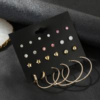 12 Pairs Of Korean Five-pointed Star Gold-plated Love Earrings Simple Earrings Set main image 3