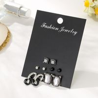 Stud Earrings Set Crystal Fashion Black Simple Creative Birthday Gift Combination Earrings Wholesale Fashion Jewelry main image 3