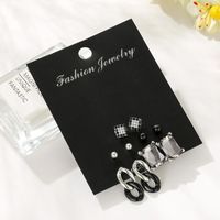Stud Earrings Set Crystal Fashion Black Simple Creative Birthday Gift Combination Earrings Wholesale Fashion Jewelry main image 4