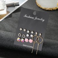 New Crystal Earrings 7 To South Korea Gas Allergy Simple Earrings Set Wholesale Fashion Jewelry main image 1