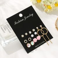 Nouveau Cristal Boucles D'oreilles 7 Paires Une Semaine Coréenne Gracieuse En Ligne Influenceur Simple Stud Boucles D'oreilles Boucle D'oreille main image 4