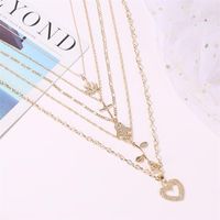 New Accessories Retro 5 Layer Necklace Multi-layer Rose Love Cross Pendant main image 4