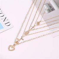 New Accessories Retro 5 Layer Necklace Multi-layer Rose Love Cross Pendant main image 5