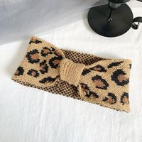 Korea's New Retro Knitted Wool Woven Leopard Cross Hair Band Winter Wide-brimmed Elastic Headband Headband sku image 1