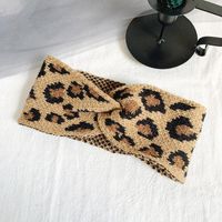 Korea's New Retro Knitted Wool Woven Leopard Cross Hair Band Winter Wide-brimmed Elastic Headband Headband sku image 2
